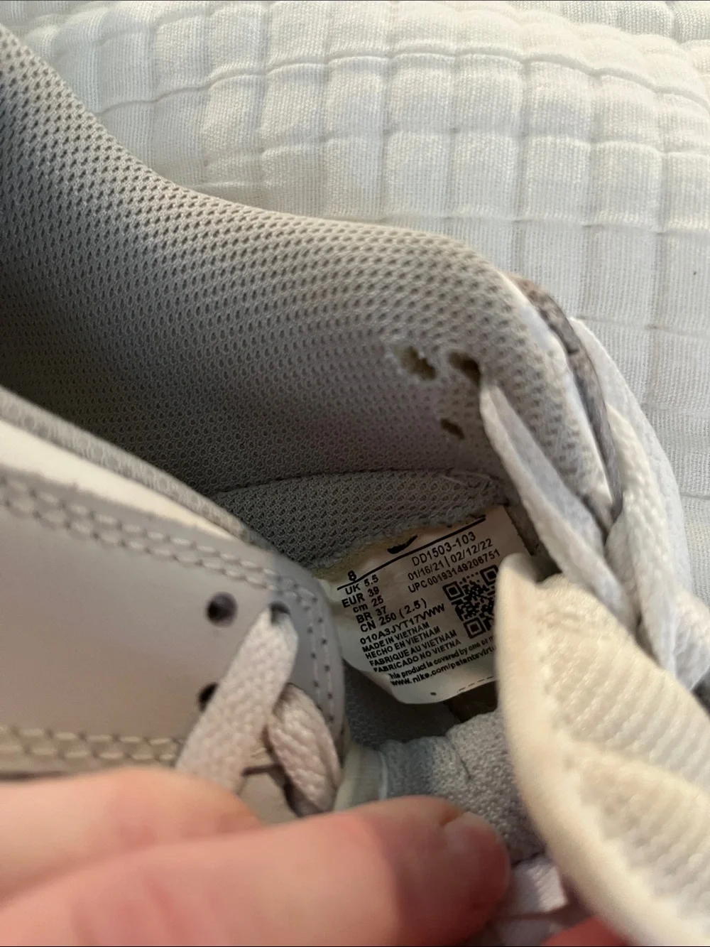 Nike Dunks White and Light Gray Athletic Sneakers